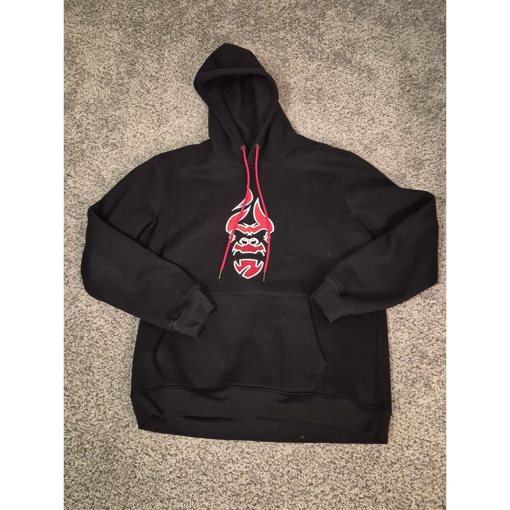 All Natural Ape L Hoodie Black Embroidered Kangaroo Pocket Monkey Grunge $115